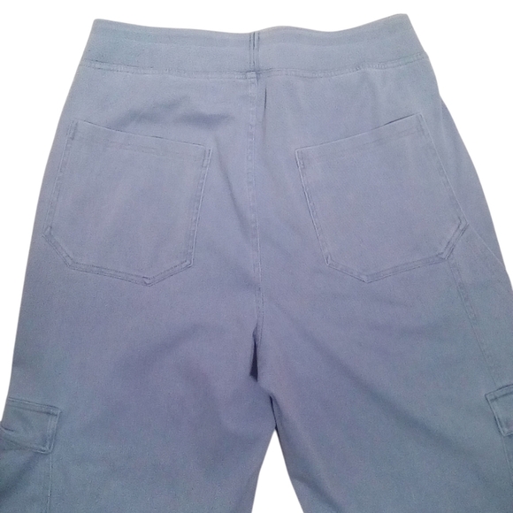 Halara Magic Mid Rise Straight Leg Stretchy Knit Cargo Jeans Light Blue L - Picture 11 of 11